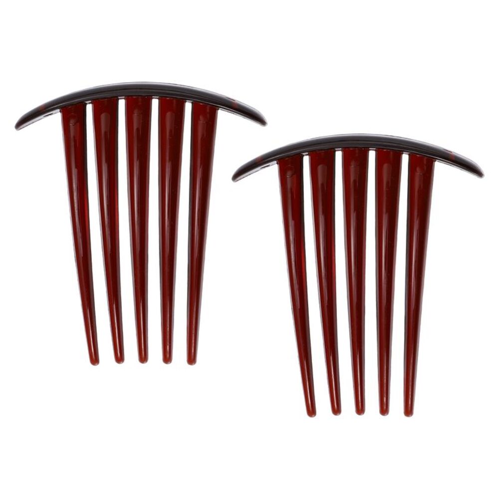 2 Pcs Small Side Teeth Hair Clip Comb Brown 3"